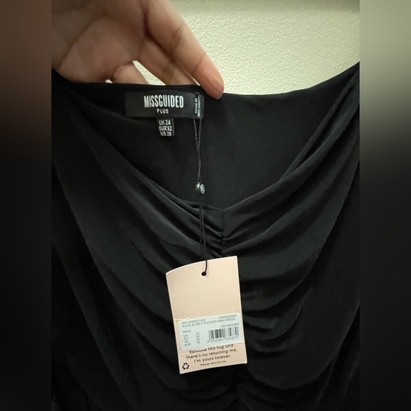 NEW! Missguided Plus Size Slinky Black Ruched Dress - Picture 4 of 5